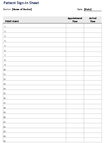 Printable Sign In Sheet Visitor Guest and Meeting Sign In Sheets