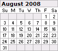 August 2008 Calendar 120x106