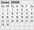 June 2008 Calendar 120x106