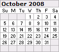October 2008 Calendar 120x106