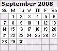 September 2008 Calendar 120x106