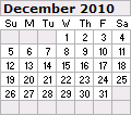 December 2010 Calendar 120x106