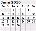 June 2010 Calendar 120x106
