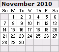 November 2010 Calendar 120x106