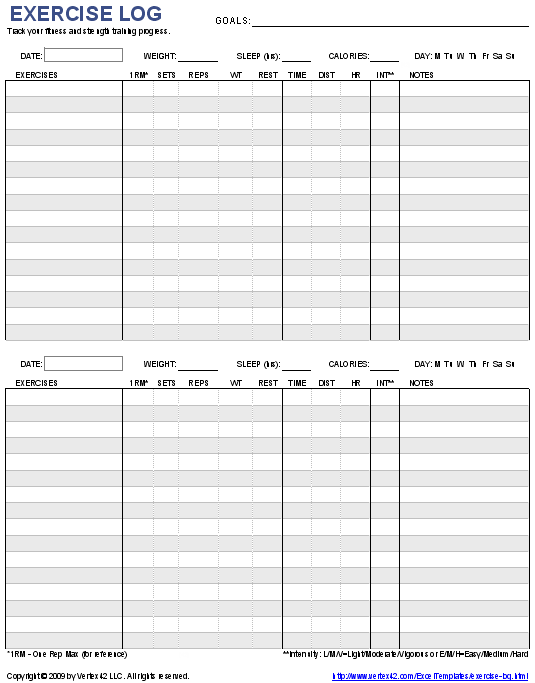 9 Best Images Of Free Printable Exercise Journal Printable Exercise Log 