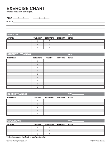 exercise chart pdf Forms and Templates - Fillable & Printable Samples for  PDF, Word