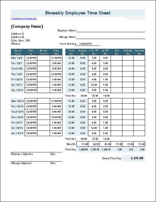Free Time Sheet Calculator