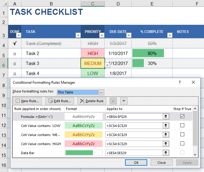 Cross Off Tasks in Excel To Do List - Contextures Blog