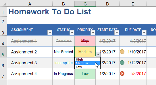 Cross Off Tasks in Excel To Do List - Contextures Blog