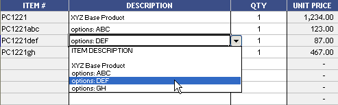 Purchase Order Template with Drop-Down Box