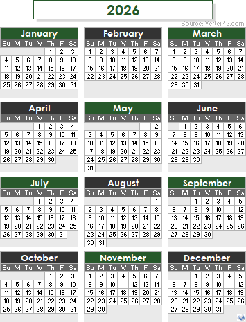 2026 Calendar Templates and Images