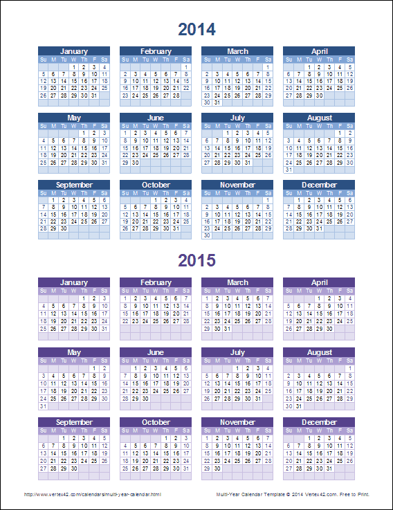 Multi Year Calendar Printable Calendar Templates Gambaran
