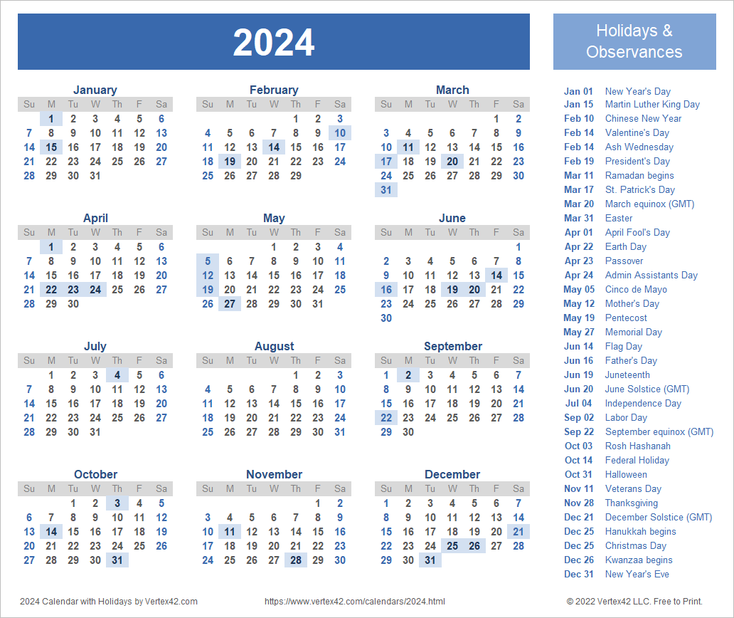 Fiscal Year 2024 Calendar With Holidays New Perfect Most Popular