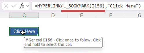 Hyperlink in Excel using BOOKMARK